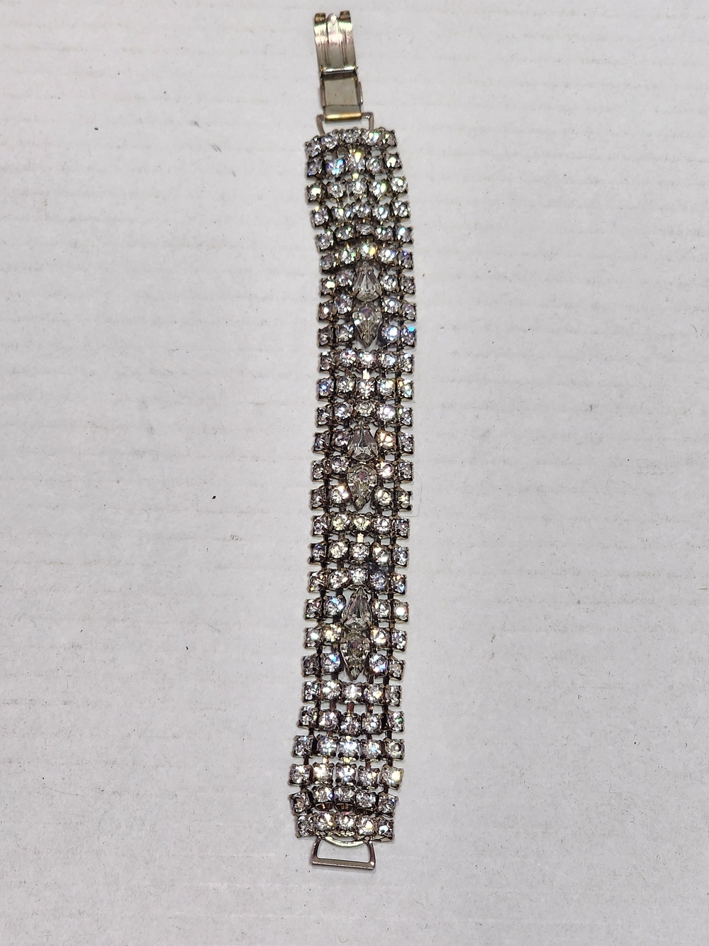 Silver Crystal Statement Bracelet - Sparkling Rhinestone Cuff
